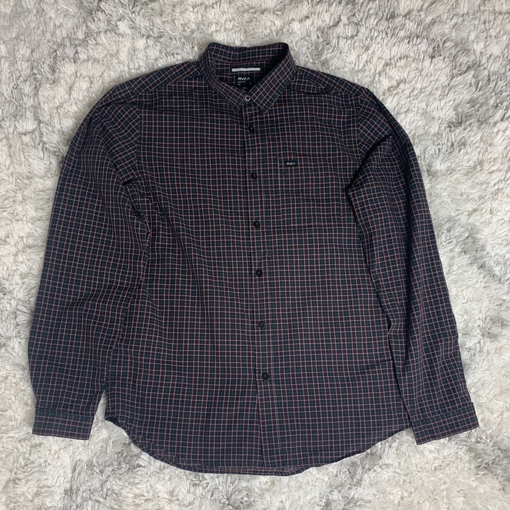 RVCA Slim Size large Button Up Long Sleeve Shirt